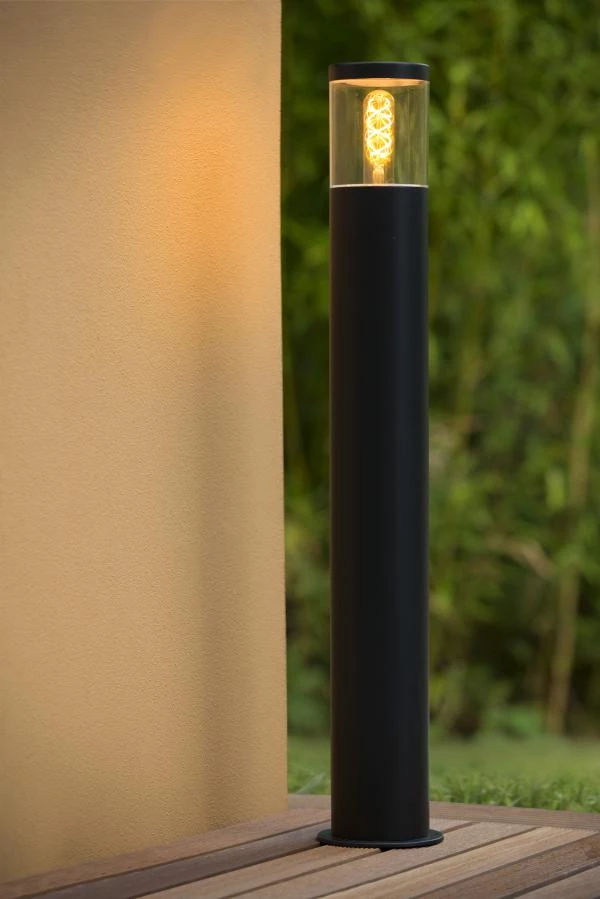 Lucide FEDOR - Bollard light Outdoor - 1xE27 - IP44 - Black - ambiance 1